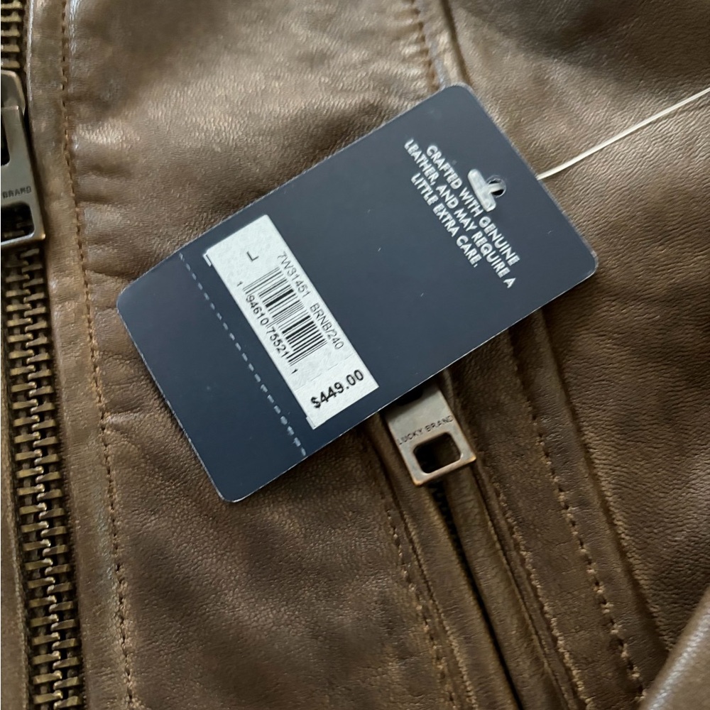 NWT Lucky Brand Brown Leather Jacket - Picture 3 of 11